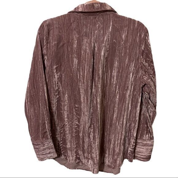 NWT Marc New York Crinkled Velvet Fabric Collared Button Up Shirt in Mauve Pink - Picture 2 of 6